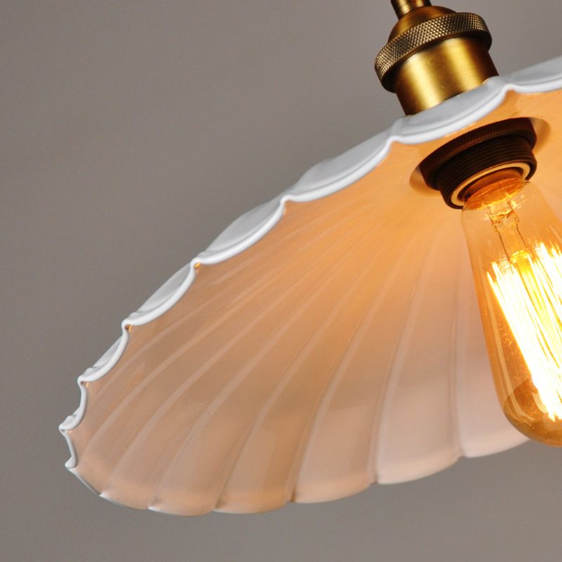 Ceiling Pendant Light Industrial Restaurant Pendant Light Kit with Tapered Metal Shade in White