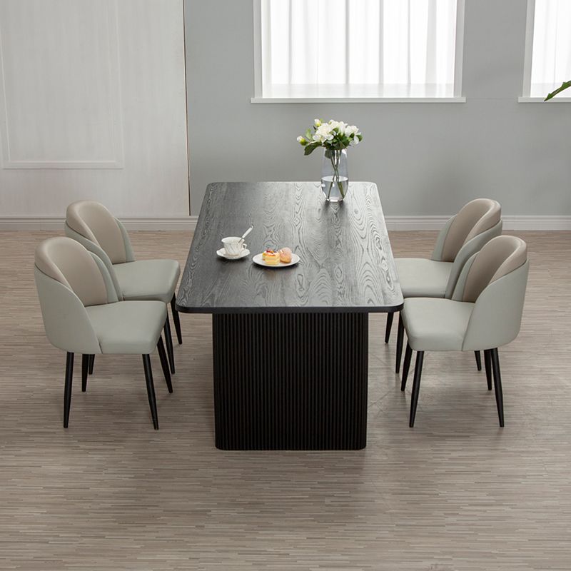 Black Pine Wood Dining Table Modern Indoor Rectangle Dinette Table