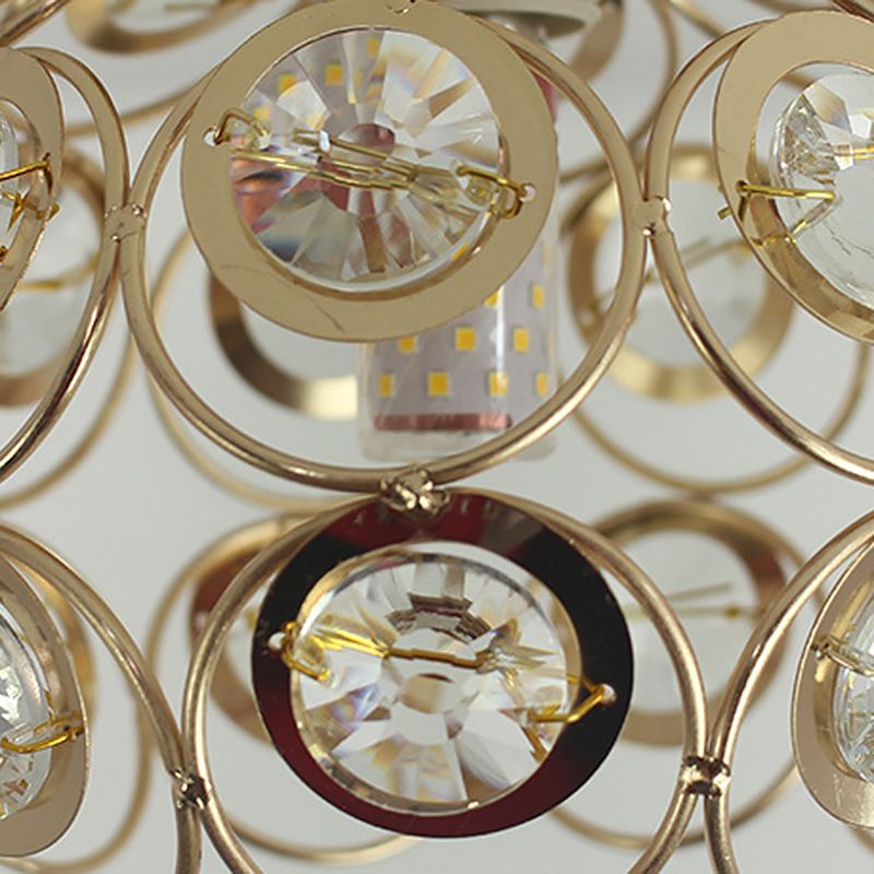 7 "breedte hedendaags stijl mini plafond licht metaal frame met kristal kralen semi-flush montage verlichtingsarmatuur