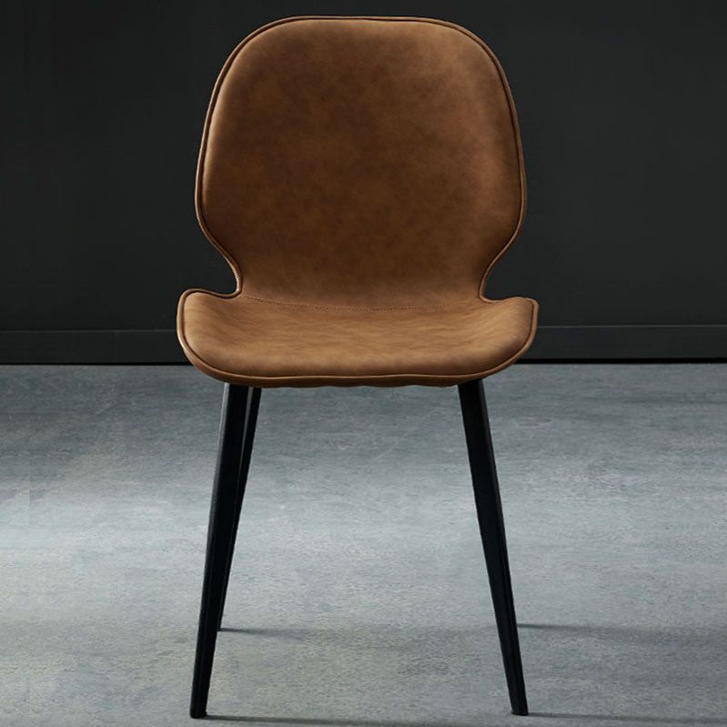 Sillas con respaldo de estilo industrial, sillas sin brazos de comedor de cuero para cocina
