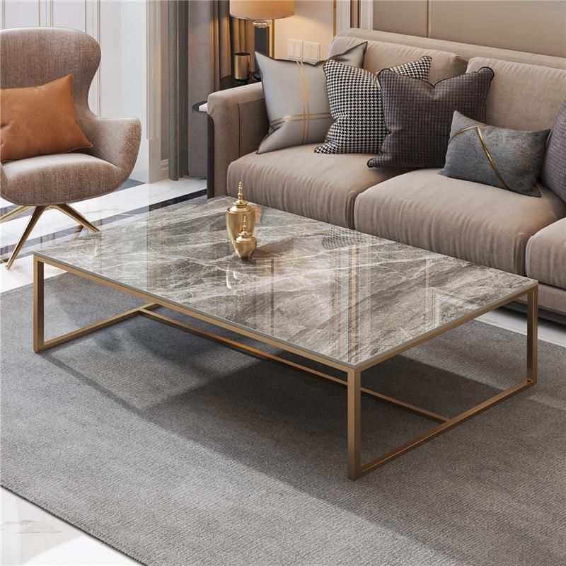 Glam Slate Coffee Table Rectangle Gold Frame Coffee or End Table