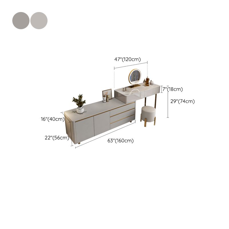 Contemporary With Drawer Gray Lighted Mirror Bedroom Make-up Vanity