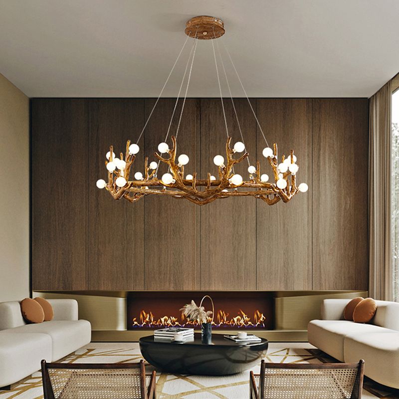 Deer Antler Wood Chandelier Light Fixture Rustic Dining Room Chandelier Pendant Light