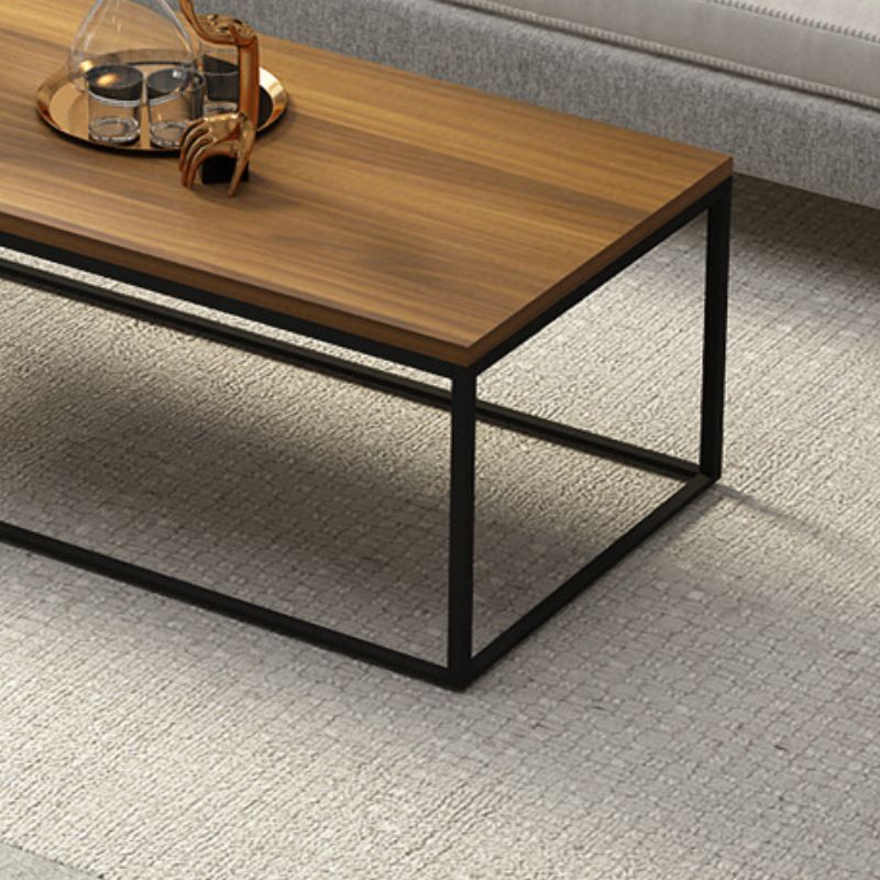 17.7" Tall Wooden Rectangle Top Coffee Table Iron Frame Base Cocktail Table