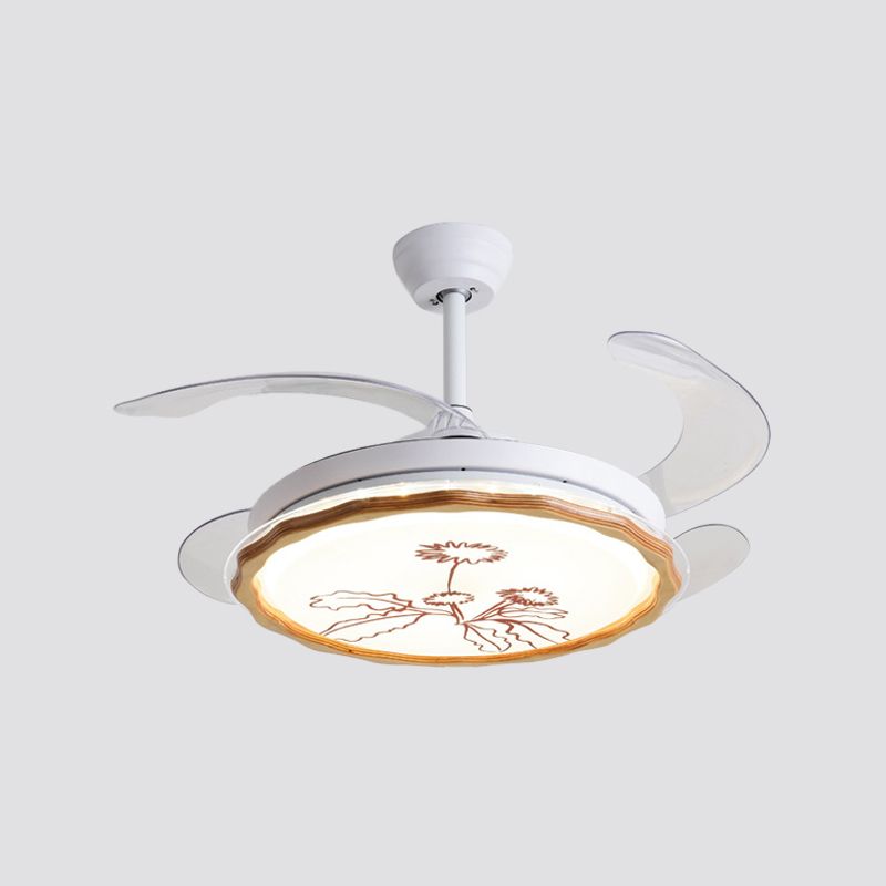 Weißer überbackener Anhänger Lüfterleuchte Einfachheit LED Acryl -Halbmontage mit 4 Klingen, 20 "breit