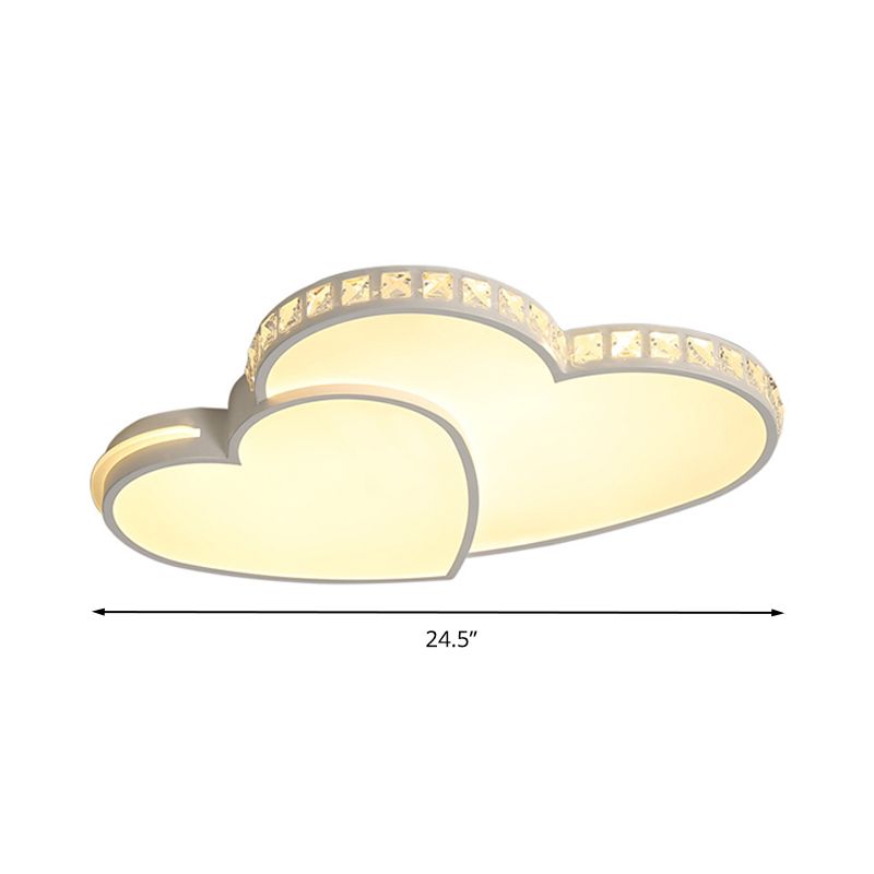 20.5"/24.5" W LED Heart Flush Mount Lamp Simple White Acrylic Ceiling Light Fixture for Bedroom in Warm/White/3 Color Light