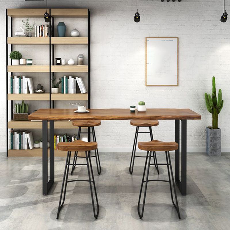 Contemporary Style Wood Counter Stool Living Room Bar Stool with Metal Legs