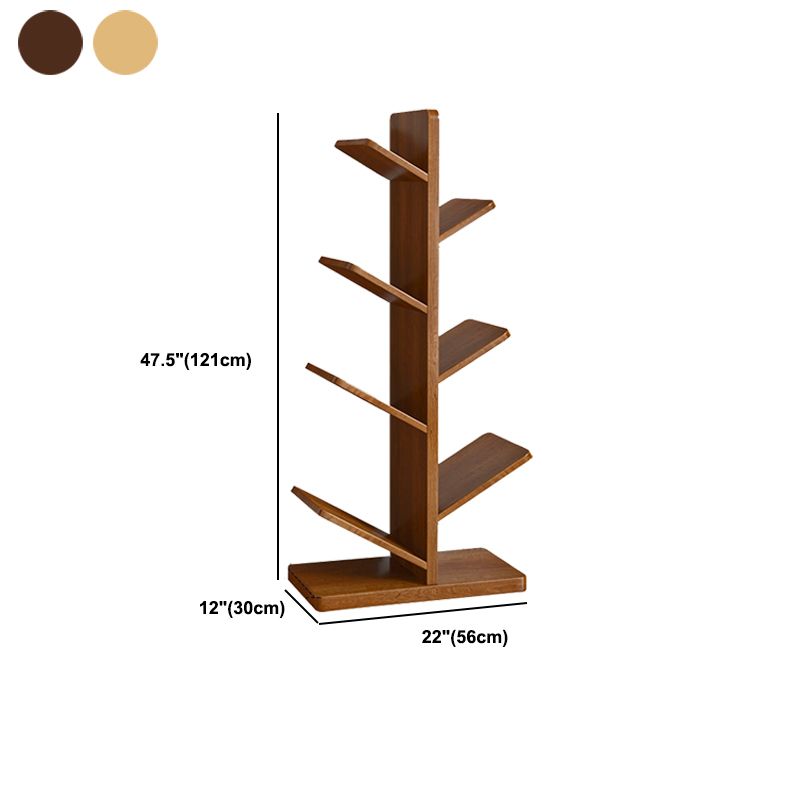 Modern Wood Bookshelf Geometric Vertical Open Shelf Bookcase