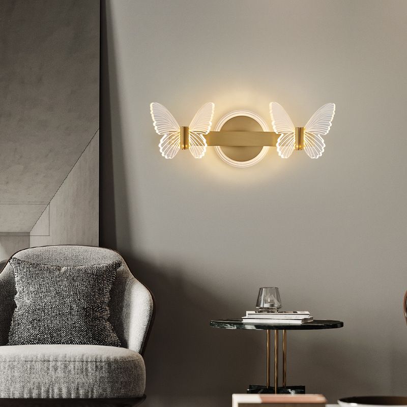 Butterfly Wall Sconce Lighting Modern Metal Wall Sconces in Gold