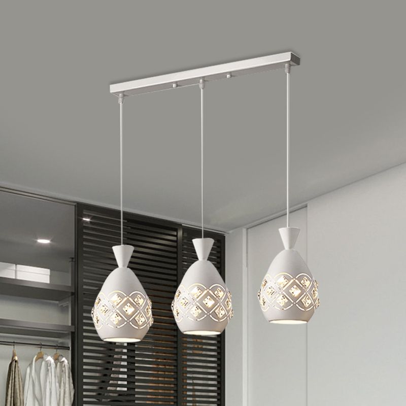 Vino bianco vino può sospensione leggero modernismo 3 lampadina in ferro lampada a soffitto multiplo con accento di cristallo