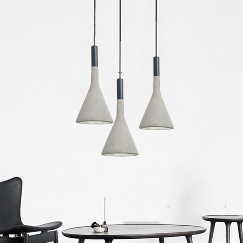 Noordse trechtervormige hangende lamp 1-licht cement plafond hanger licht in zwart en grijs