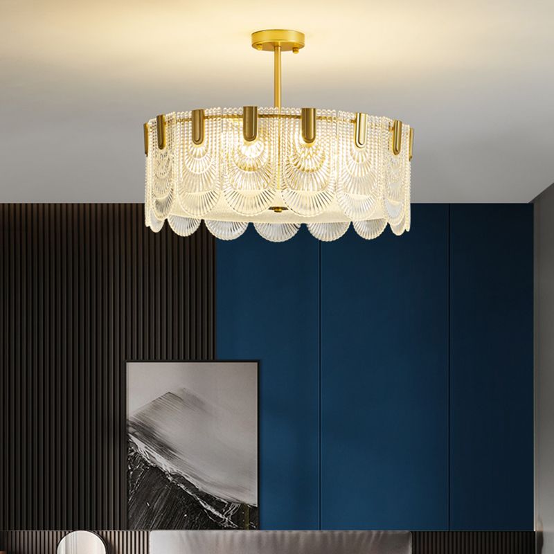 Round Shape Ceiling Lamp Modern Simple Style Iron Flush Mount with Glass Lampshade for Bedroom