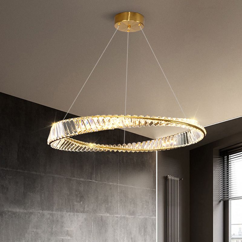 Twist Circular Carousel LED Pendant Lamp Modern Minimalist Prismatic Crystal Living Room Hanging Ceiling Light