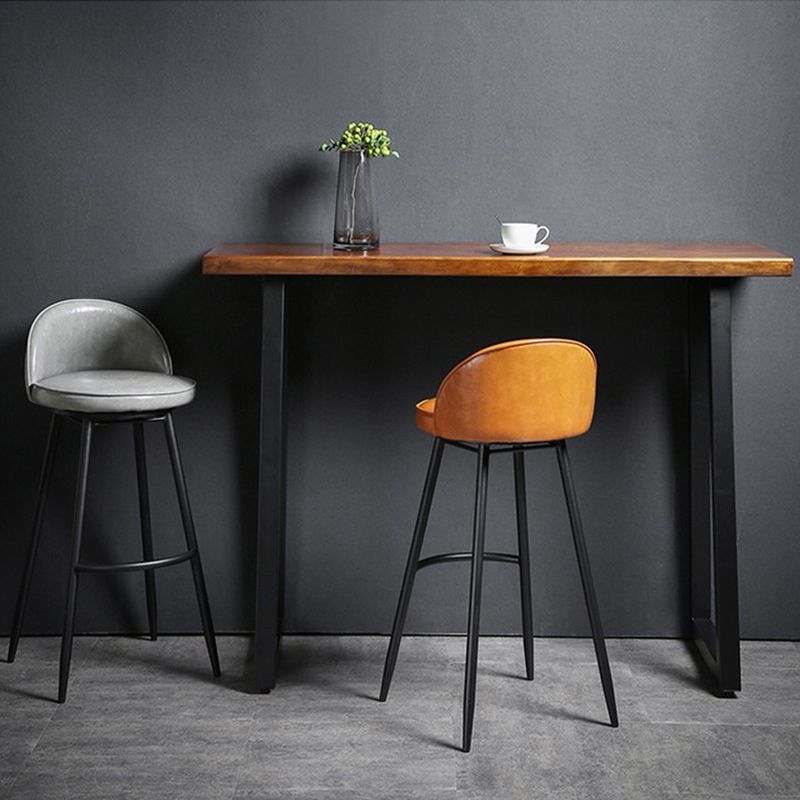 Indoor Faux Leather Counter Chair Industrial Bar Stool with Metal Legs