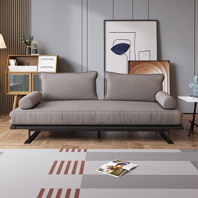 Modern Style Convertible Sofa Round Arm Upholstered Sofa Bed with Mattress