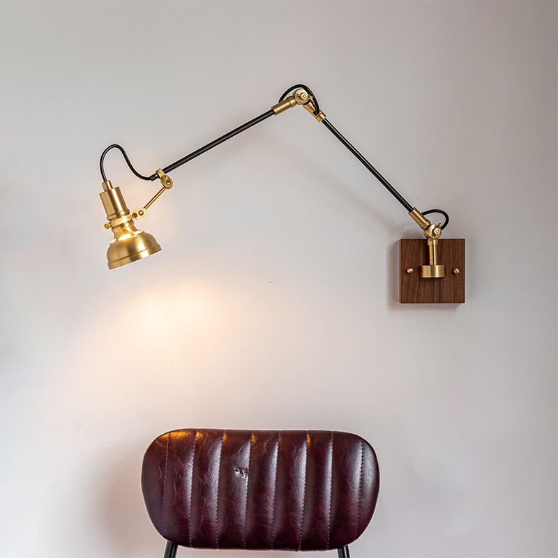 Goldene Metallwandlampe Leuchten Industrial Swing Arm Lampe für Schlafzimmer