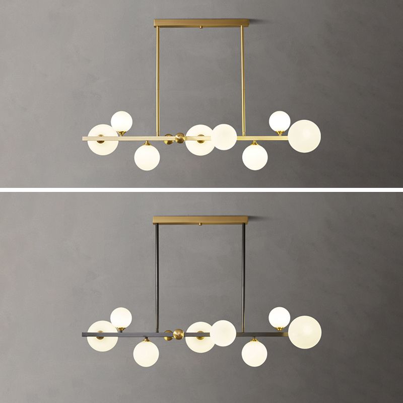 Modern Simple Dining Chandelier Light Round Glass Shade Ceiling Pendant Light