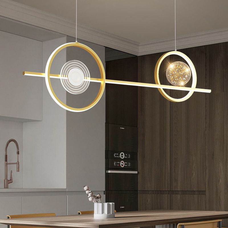 Geometric Island Pendant Lights Modern Chandelier Metal Island Lighting 4 Light in Gold