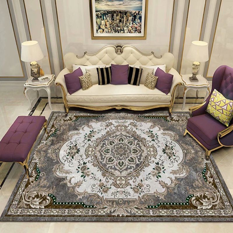 Veelkleurige vintage tapijten polyester tapijt bloemenprint binnen tapijt niet-slip steun voor woonkamer
