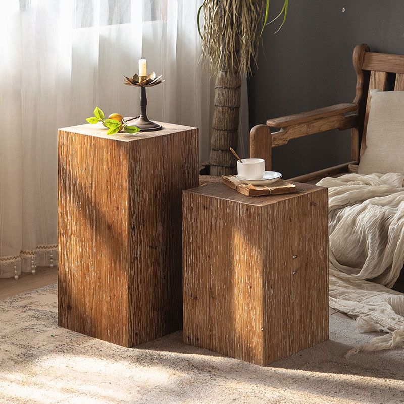 Modern 11.81" Wide Square Top Side Table Brown Wooden End Table