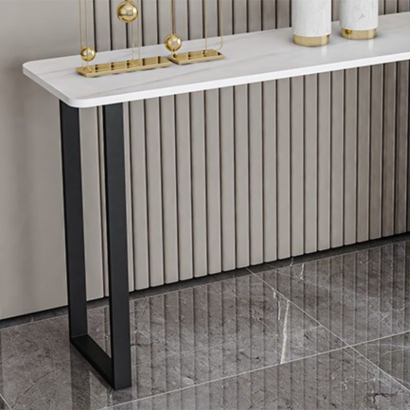 Iron Base Accent Table with Rectangle Stone Top for Hall Console Table