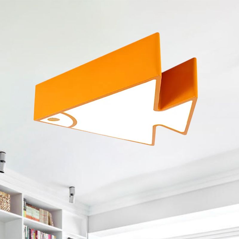 Cartoon Triangle Fish Ceiling Lamp Acrylic LED Flush Mount Light for Child Bedroom Living Room
