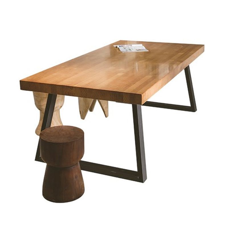 Rectangle Double Pedestal Table Industrial Solid Wood Kitchen Desk
