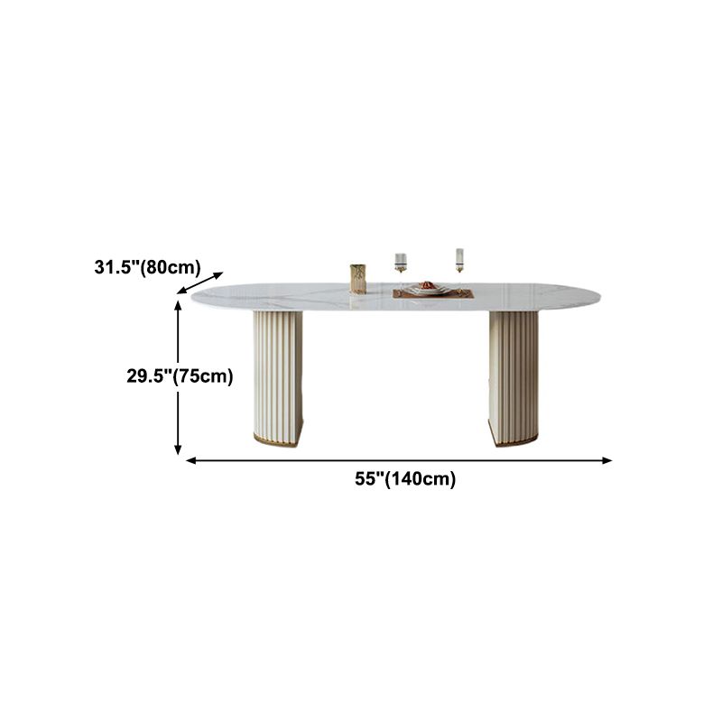 Traditional Luxury Stone Dinner Table Double Pedestal Dining Room Table