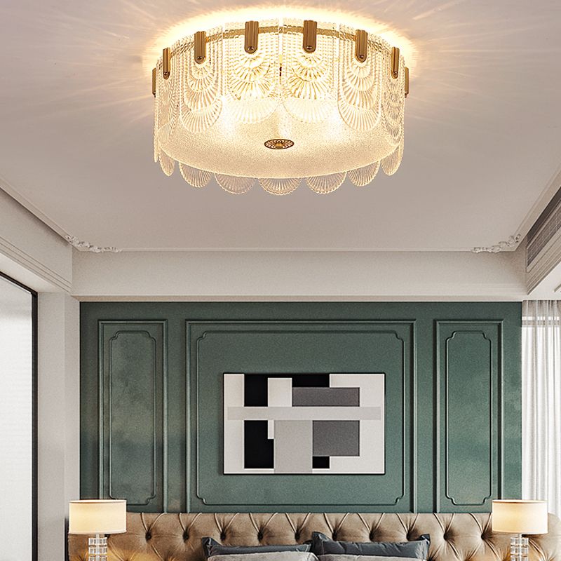 Lampade da incasso in metallo Lampade da soffitto tradizionali a semi-incasso con paralume in vetro