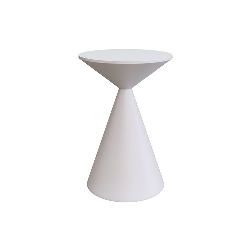Mid-Century Modern Black / White Round Top Coffee Table Iron Pedestal Cocktail Table