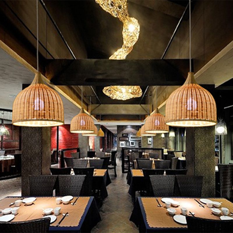 Rattan Hanging Light Modern Style Pendent Lighting Fixture for Sitting Room