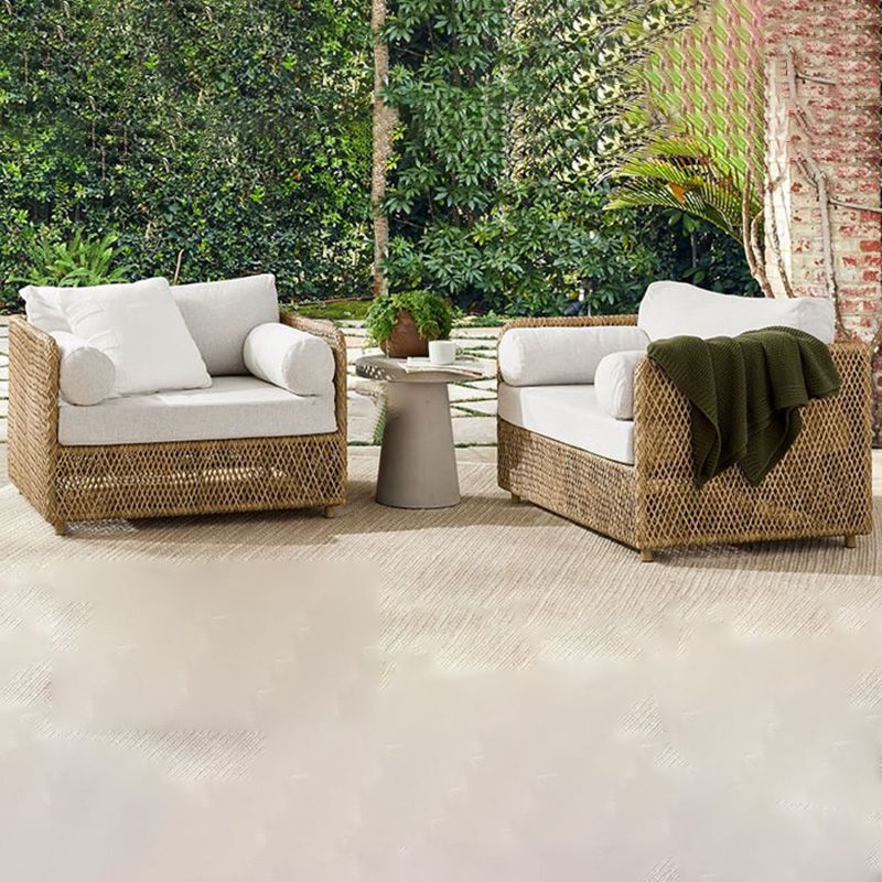 Metal and Rattan Patio Sofa Tropical Style Villa Outdoor Patio Sofa