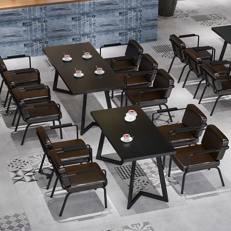 Table de cuisine noire industrielle table de table de cuisine de table de traîneau pour salle à manger