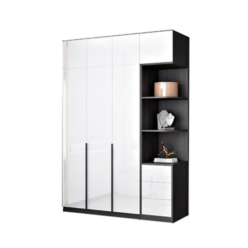 White Wooden Wardrobe Modern Cloth Rod Included Wardrobe Closet for Home