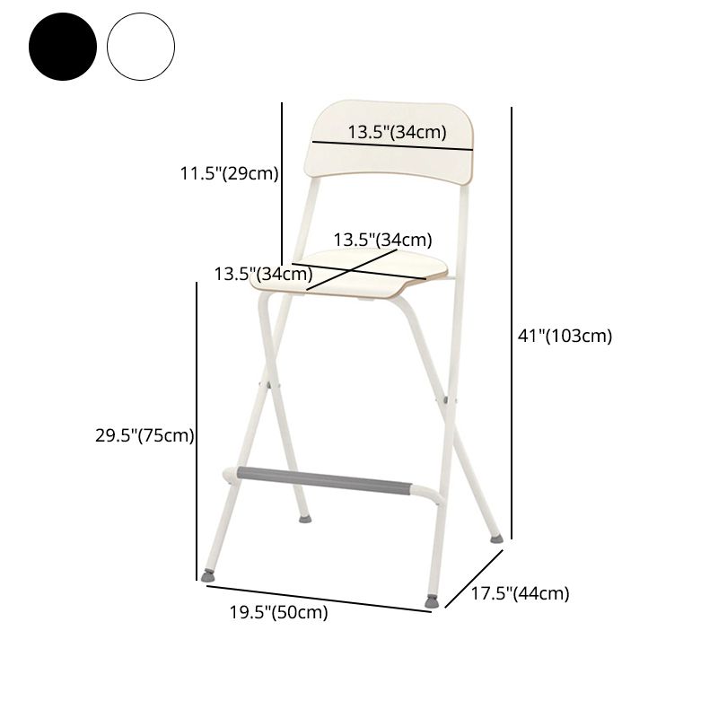 Scandinavian Folding Iron Counter Stools Low Back Bar Stools with Footrest