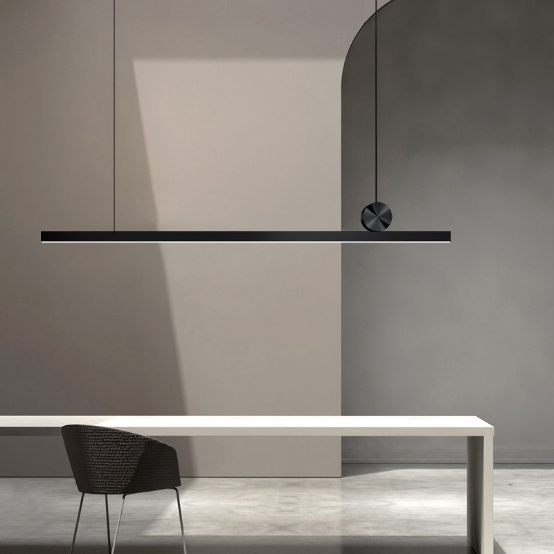 1 Light Linear Island Lights Contemporary Metal Island Pendant Fixture in Black