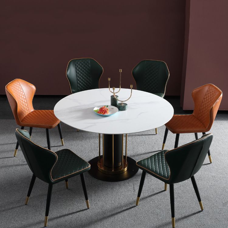 Silla lateral escandinava interior Silla de comedor tapizada de metal con respaldo