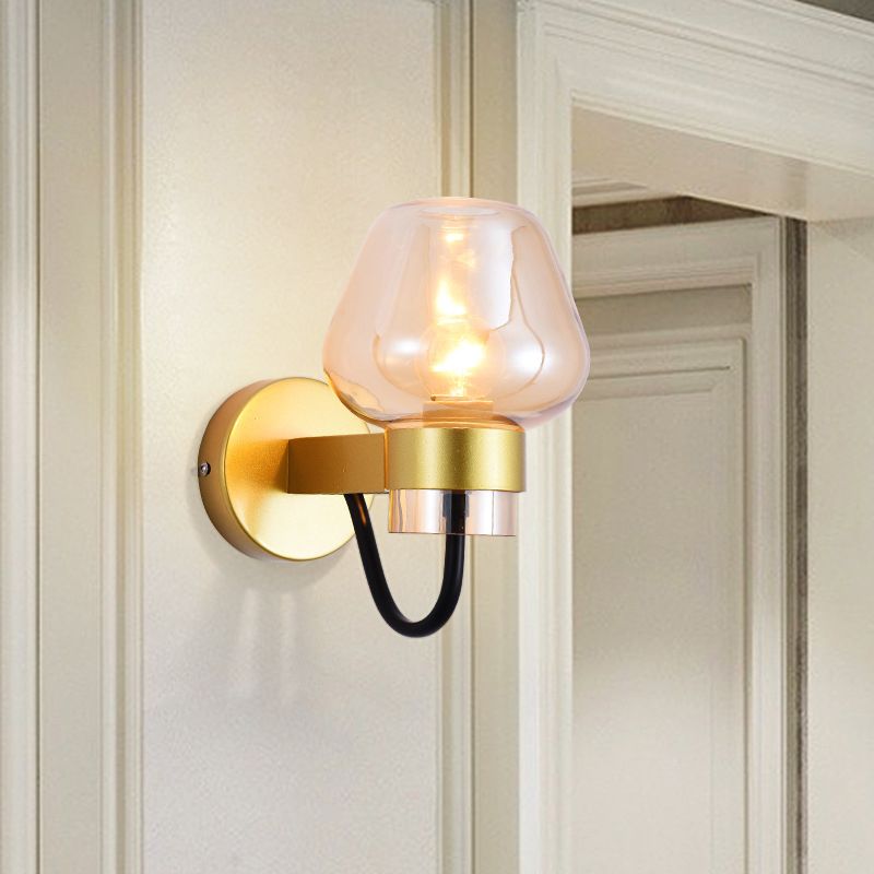 Modern Style Brass Wall Light Bowl Wall Sconce with Glass for Living Room