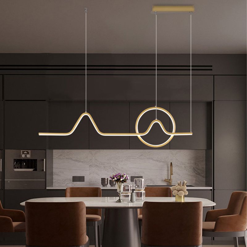 2-Light Modernism Golden/Black Ceiling Light LED Kitchen Island Lighting for Bedroom