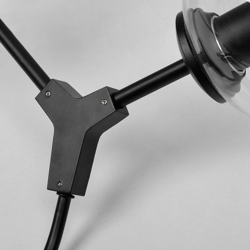 1/2 Light Wall Sconce Contemporary Black/Gold Wall Mount Lighting with Oval Amber/Gold/Clear Glass Shade