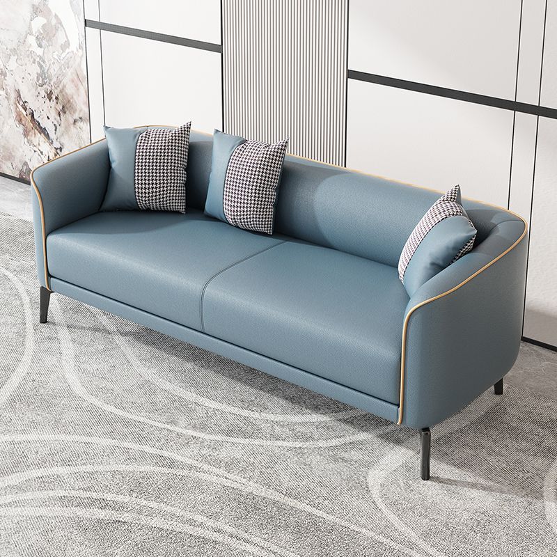 Modern 25.6 " H Faux Leather Tuxedo Arm Sofa for Living Room