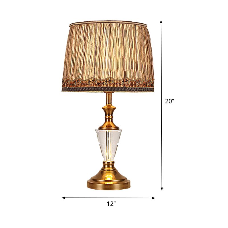 Fass Stoff Schreibtisch hell moderne 1 Kopfbraune Nachttischlampe mit metallischer Basis