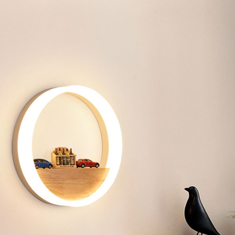 Moderner Wandleuchte runde Form Holz 1-Licht-Wandhalterung Licht