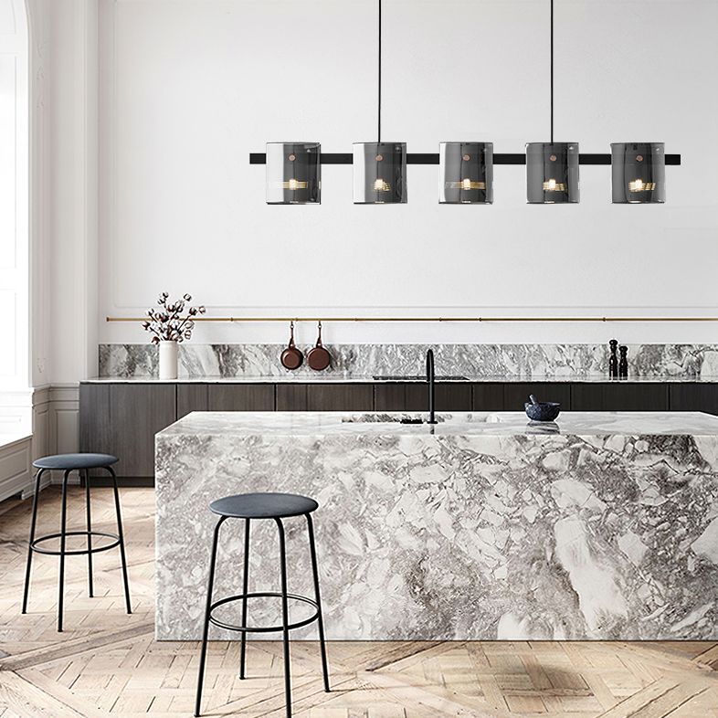 Post Modern Style Tile-shaped Glass Island Light Art Decorative Island Pendant Lamp for Kitchen Bar