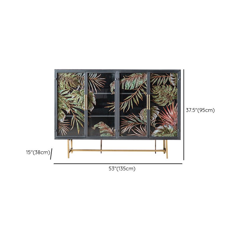 Traditional Wooden China Cabinet Glass Doors Display Stand with Doors