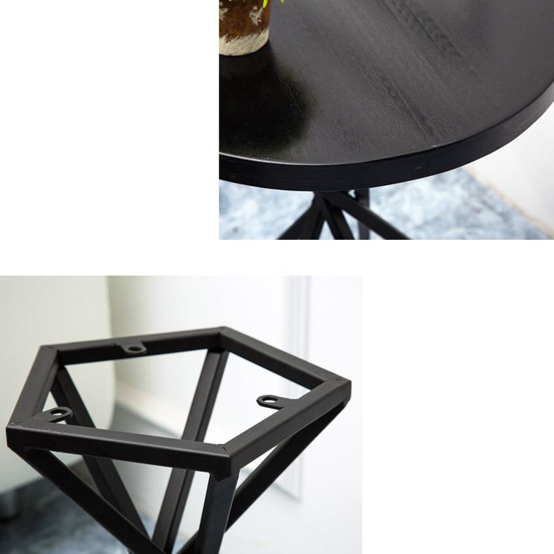 Wood Round Side Table Black Metal Frame Sofa Side Accent Table
