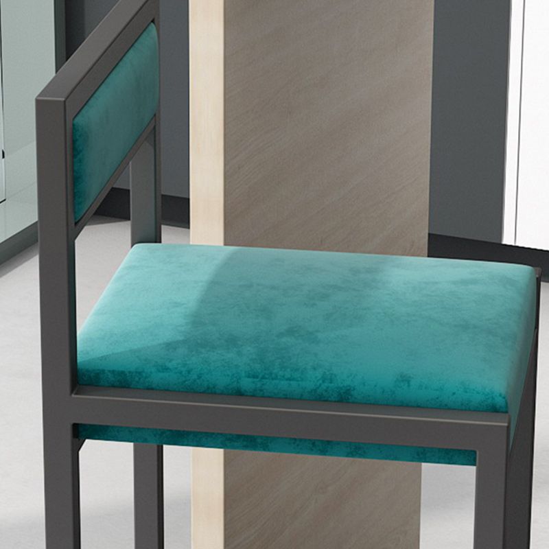 Modern Armless Backrest Counter Stool Iron Dining Room Bar Stool with Velvet Cushion