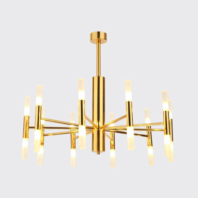 Radial Shaped Living Room Ceiling Lighting Metallic Postmodern LED Chandelier Light Fixture