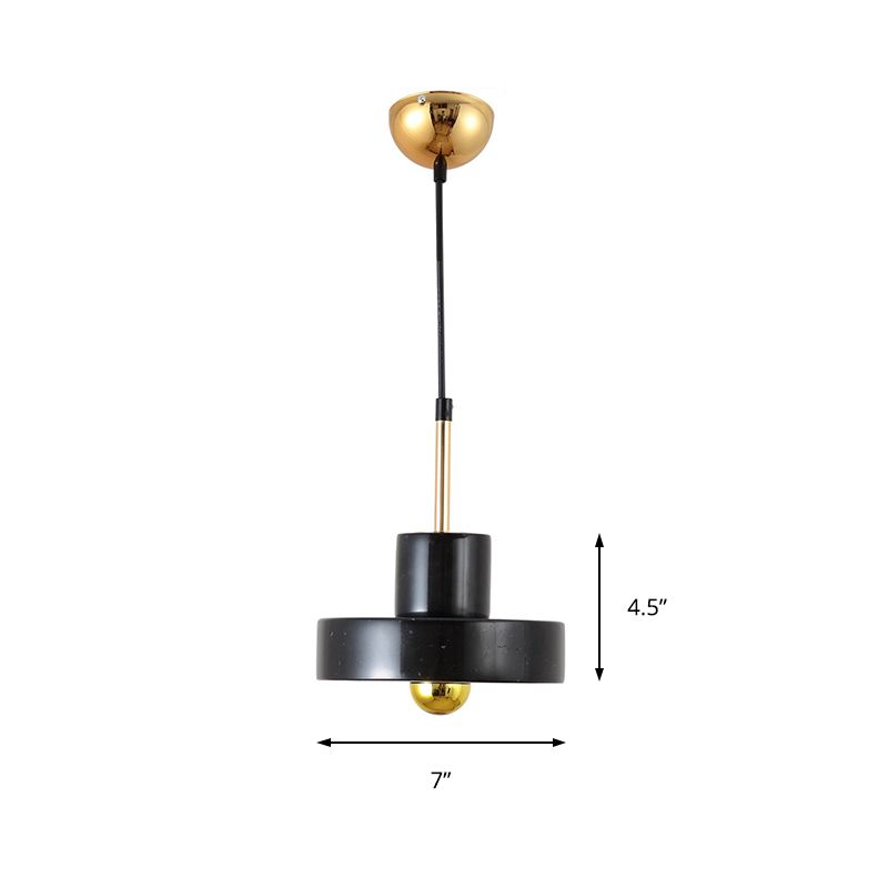 Drum Pendant Lamp Contemporary Marble 1 Light Black/White/Pink Hanging Ceiling Light Fixture for Bedroom