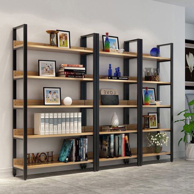 Modern Etagere Mental Bookcase Open Back Bookshelf for Balcony and Living Room